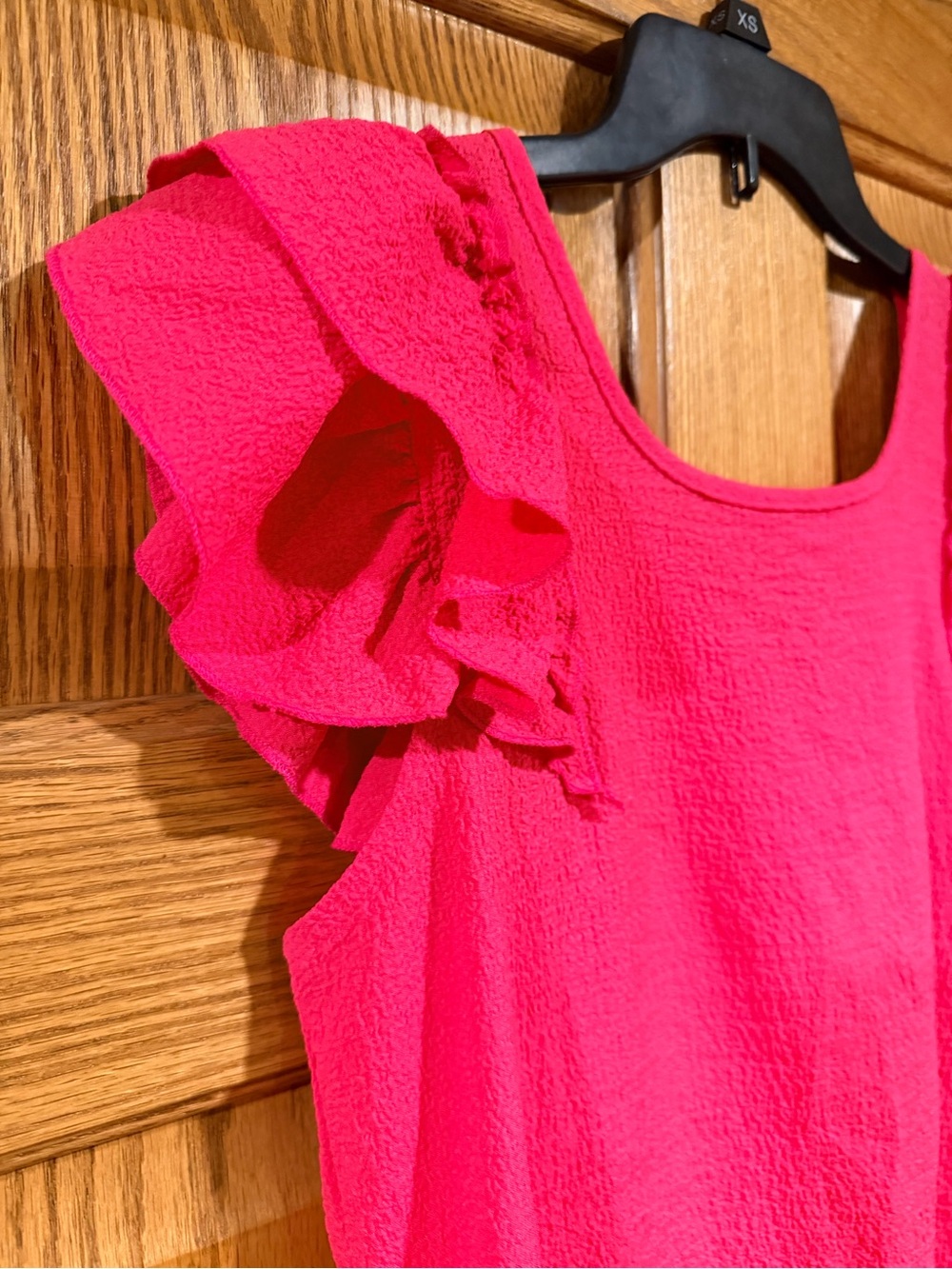 Women's Ruffle Sleeve Bow-Back Top in Raspberry Pink - Picture 4 of 6
